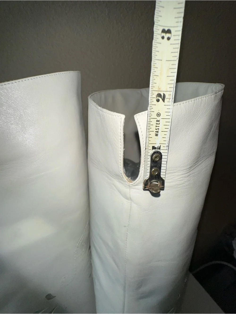 Vintage Caporicci White Western Knee High Boots Game Day Festival Bride Bridal 8